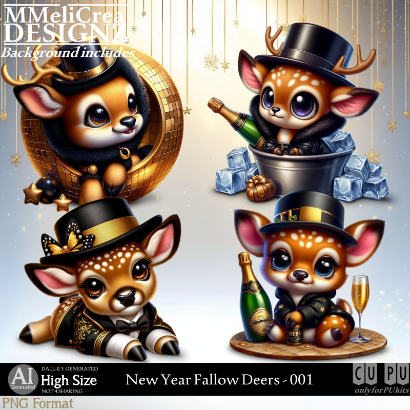 (image for) AI - New Year Fallow Deers - CU001 (CU4PU/PNG)